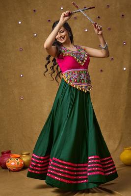 Pink Cotton Navratri Garba Multi Colour Patch work Readymade Padded Blouse 5