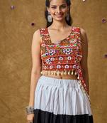 Maroon Cotton Navratri Garba Mirror Kutchi patch work with Kodi design Readymade Padded Blouse