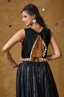 Multicolor Cotton Mirror Work Navratri Blouse - Ghagra Choli 2