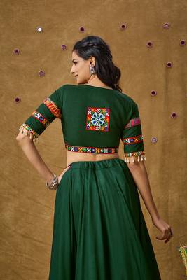 Green Rayon Navratri Embroidered Readymade Blouse 2