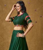 Green Rayon Navratri Embroidered Readymade Blouse