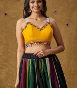 Vibrant Yellow Sleeveless Choli with Tassel and Shell
