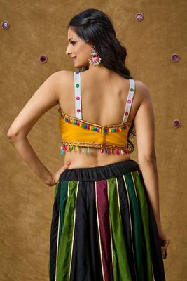 Vibrant Yellow Sleeveless Choli with Tassel and Shell 2