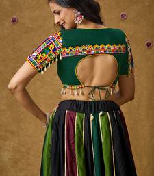Green Cotton Navratri Garba Patch work with mirror Readymade Blouse