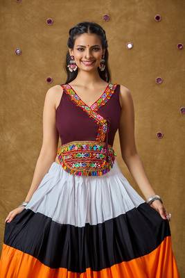 Wine Cotton Navratri Garba Angarakha Style Readymade Blouse 1