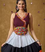 Wine Cotton Navratri Garba Angarakha Style Readymade Blouse