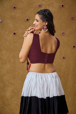 Wine Cotton Navratri Garba Angarakha Style Readymade Blouse 2