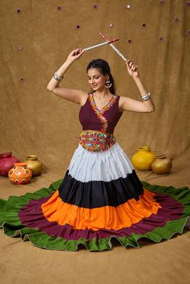 Wine Cotton Navratri Garba Angarakha Style Readymade Blouse 6