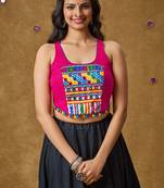 Pink Cotton Navratri Garba Patch work Readymade Blouse