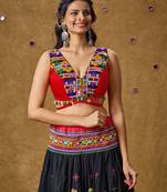 Red Cotton Navratri Garba Boho Design Readymade Blouse