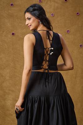 Black Cotton Navratri Garba Gamathi Patch Work Readymade Blouse 2