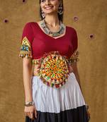 Maroon Cotton Navratri Garba Gamathi Patch Work Readymade Blouse