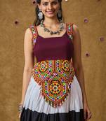 Wine Cotton Navratri Garba Gamathi Patch Work Readymade Blouse