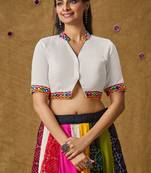 White Cotton Navratri Garba Boho Design Readymade Blouse