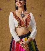 White Cotton Navratri Garba Boho Design Backless Readymade Blouse