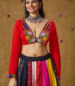 Red Cotton Navratri Garba Boho Design Backless Readymade Blouse