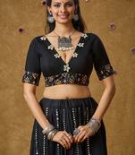 Black Cotton Navratri Garba Boho Ikat design Readymade Blouse