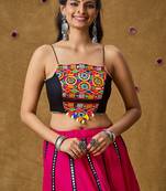 Black Cotton Navratri Garba Embroidered Kodi work Readymade Blouse