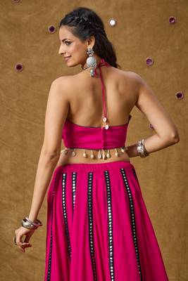 Pink Cotton Navratri Garba Embroidered Kodi work Readymade Blouse 2