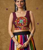 Wine Cotton Navratri Garba Gamathi Patch Work Readymade Blouse