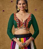 Green Cotton Navratri Garba Boho Design Readymade Blouse