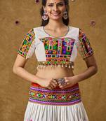 Vibrant White Rayon Choli With Mirror-Work Embroidery