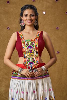 Maroon Cotton Navratri Garba Gamathi Patch Work Readymade Blouse 1