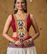 Maroon Cotton Navratri Garba Gamathi Patch Work Readymade Blouse