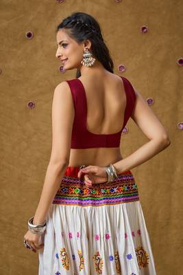 Maroon Cotton Navratri Garba Gamathi Patch Work Readymade Blouse 2