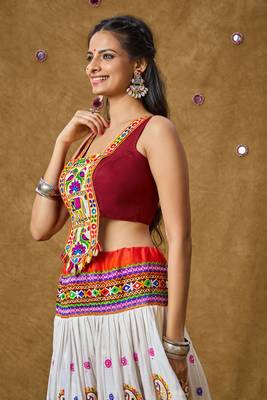 Maroon Cotton Navratri Garba Gamathi Patch Work Readymade Blouse 3