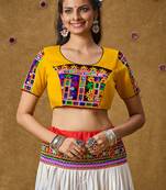 Yellow Cotton Navratri Garba Embroidered Readymade Blouse
