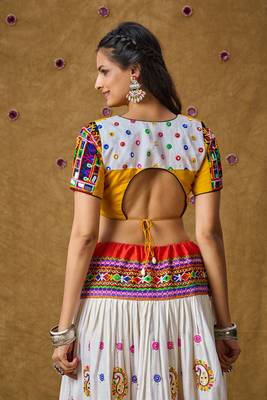 Yellow Cotton Navratri Garba Embroidered Readymade Blouse 2
