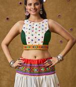 Green Cotton Navratri Garba Embroidered Lace Work Readymade Blouse