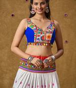 Blue Cotton Navratri Garba Embroidered Readymade Blouse