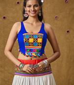 Blue Cotton Navratri Garba Embroidered Readymade Blouse