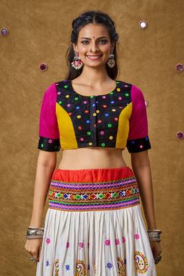 Multicolour Cotton Navratri Garba Embroidered Readymade Blouse 1