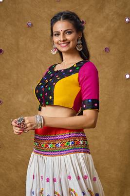 Multicolour Cotton Navratri Garba Embroidered Readymade Blouse 3