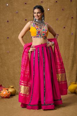 Yellow Cotton Navratri Garba Embroidered Readymade Blouse 5