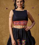 Black Cotton Navratri Garba Embroidered Kodi work Readymade Blouse