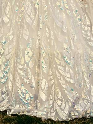  White Multiple Sequins And Thread Embroider Net Lehenga Choli 6