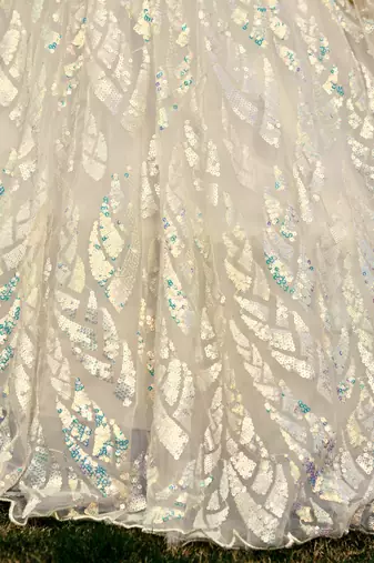  White Multiple Sequins And Thread Embroider Net Lehenga Choli