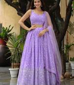Lavender Georgette Sequins Work Lehenga Choli 