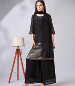 Black Festive Salwar Kameez with Intricate Thread Work   Perfect for Evening Glam