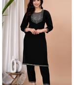 Women's rayon sequene embroidered ethnic indian kurti set with pant