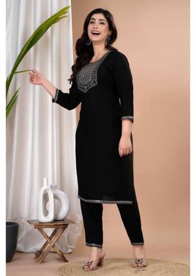 Women's rayon sequene embroidered ethnic indian kurti set with pant 4