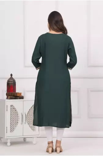 Rayon solid embroidered designer ethnic jaipuri wedding wear & festive wear kurtis for womens & girls