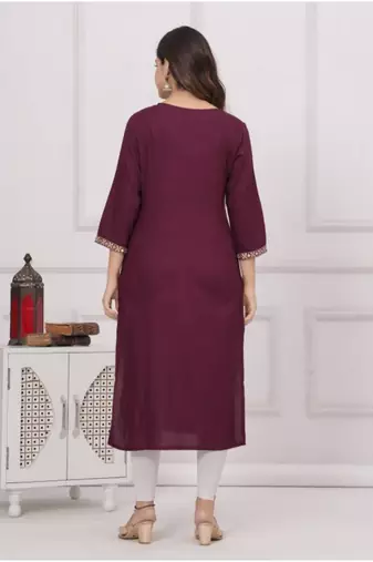Rayon solid embroidered designer ethnic jaipuri wedding wear & festive wear kurtis for womens & girls