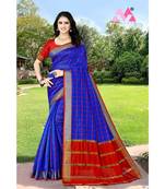 Blue kota silk saree with plain blouse