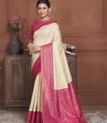 Pink Kanchipuram Silk Zari Weaving With Gold Zari Border And Pallu Saree With Blouse For Women