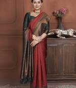 Dark Green Kanchipuram Silk Zari Weaving With Gold Zari Border And Pallu Saree With Blouse For Women